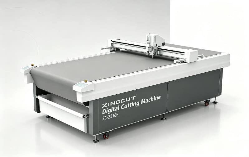 ZINGCUT conveyor table digital cutting machine with auto‑feeding conveyor for roll materials continuous cutting